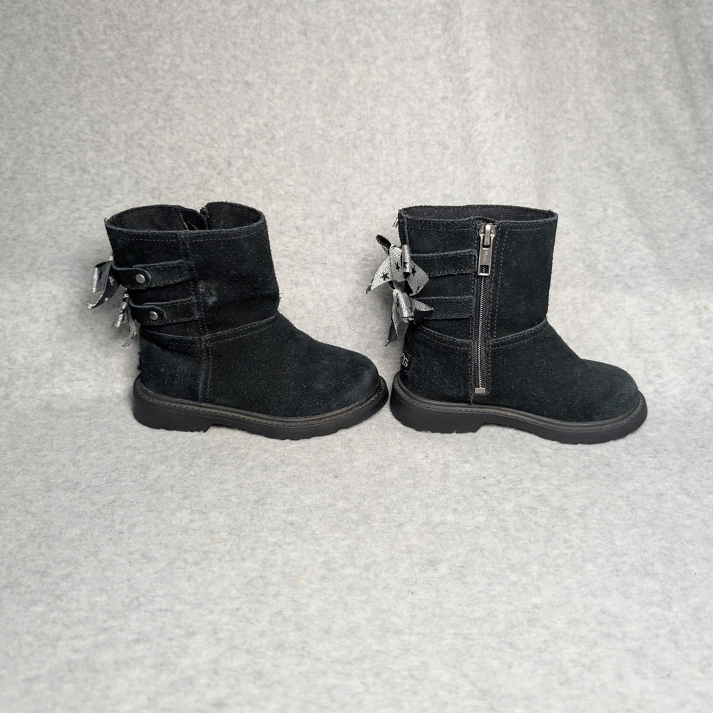 UGG Boots Toddler 8 Black Zip Silver Star Bow - Picture 13 of 13